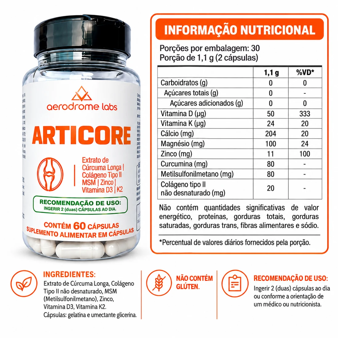 Kit Longevidade Ativa — foto 3, informação nutricional do Articore